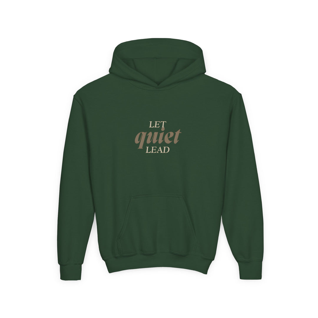 Kids Barn Owl "Let Quiet Lead" Heavy Blend Hoodie | Back Print Design | Calm & Centered | Inspirational Message