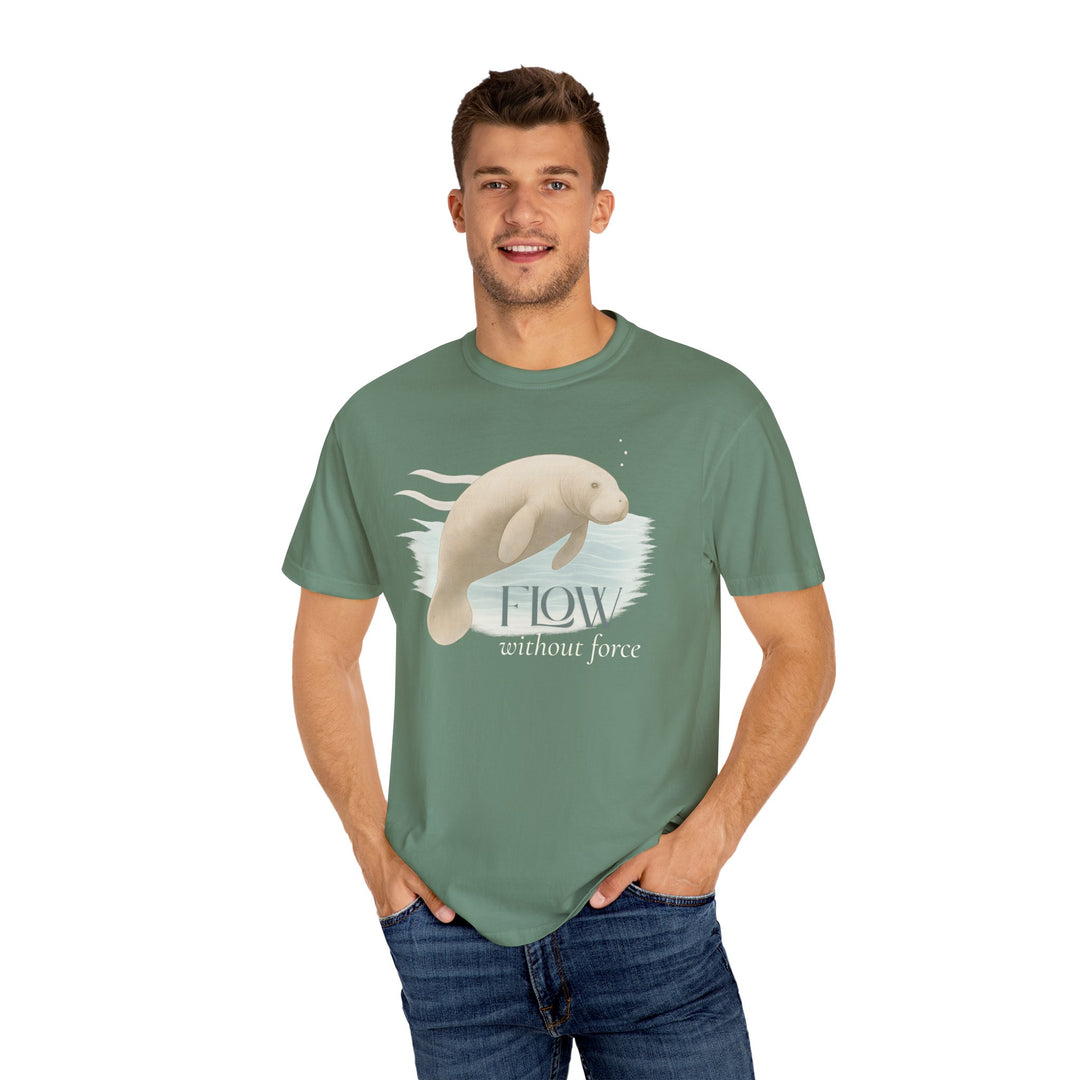 Flow Without Force – Manatee | Calm & Centered | Sketch Series by Pure Perspective | Eco Friendly Graphic Tee