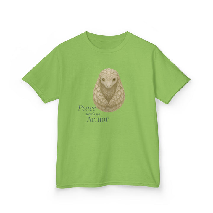 Kids Pangolin Tee | "Peace Needs No Armor" | Sketch Design | Eco-Conscious | Calm & Centered