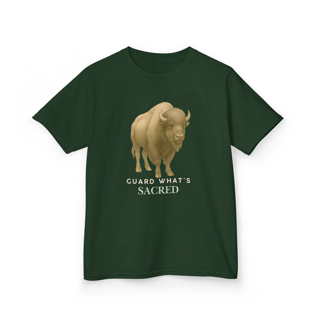 Kids Bison Tee | "Guard What's Sacred" | Sketch Design | Eco-Conscious | Connected & Compassionate