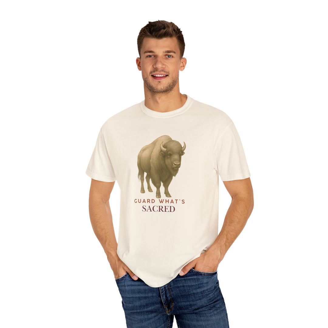 Guard What's Sacred – Bison | Connected & Compassionate | Sketch Series by Pure Perspective App | Eco Friendly Graphic Tee