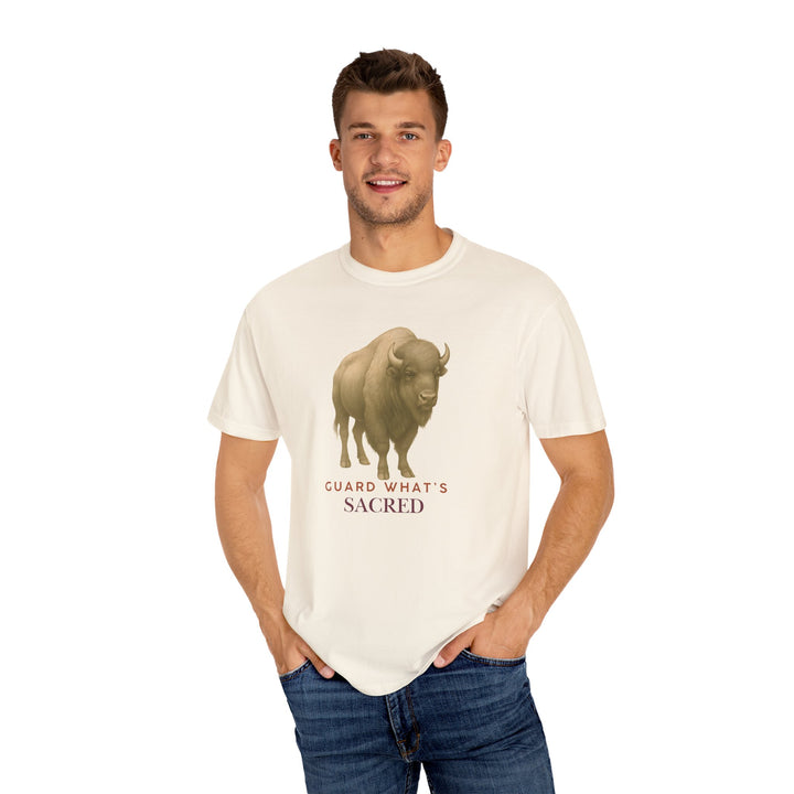Guard What's Sacred – Bison | Connected & Compassionate | Sketch Series by Pure Perspective App | Eco Friendly Graphic Tee