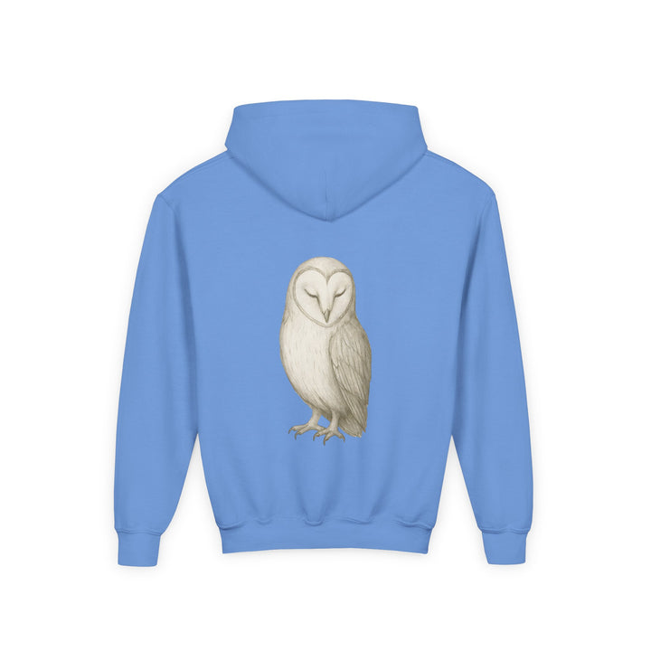 Kids Barn Owl "Let Quiet Lead" Heavy Blend Hoodie | Back Print Design | Calm & Centered | Inspirational Message