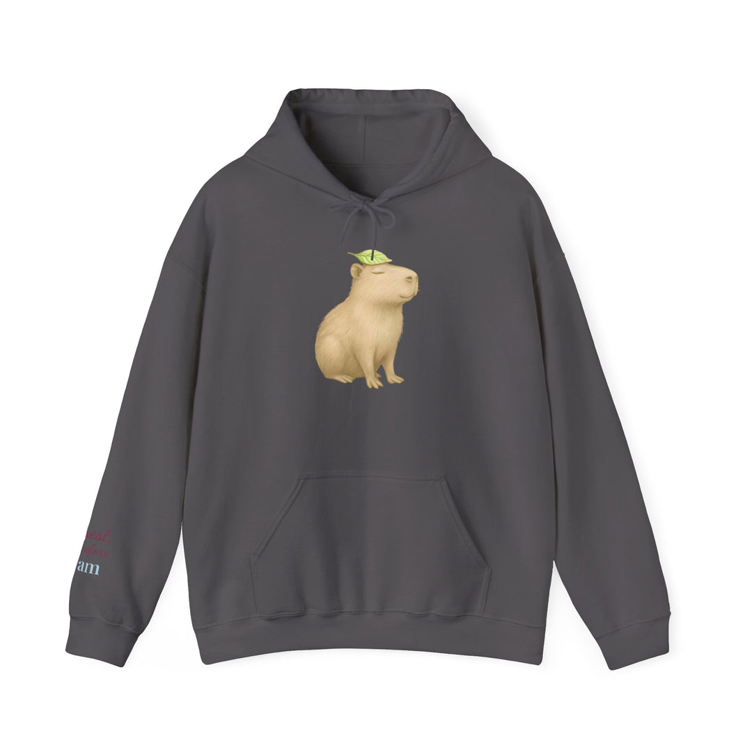 I Rest Therefore I Am – Capybara Edition | Grounded & Gentle Series | Unisex Heavy Blend™ Hooded Sweatshirt | Eco-Friendly Apparel