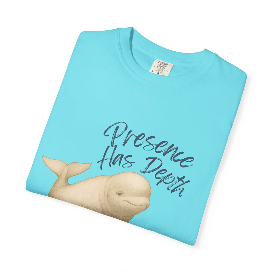 Presence Has Depth – Beluga Whale | Grounded & Gentle | Sketch Series by Pure Perspective | Eco Friendly Graphic Tee