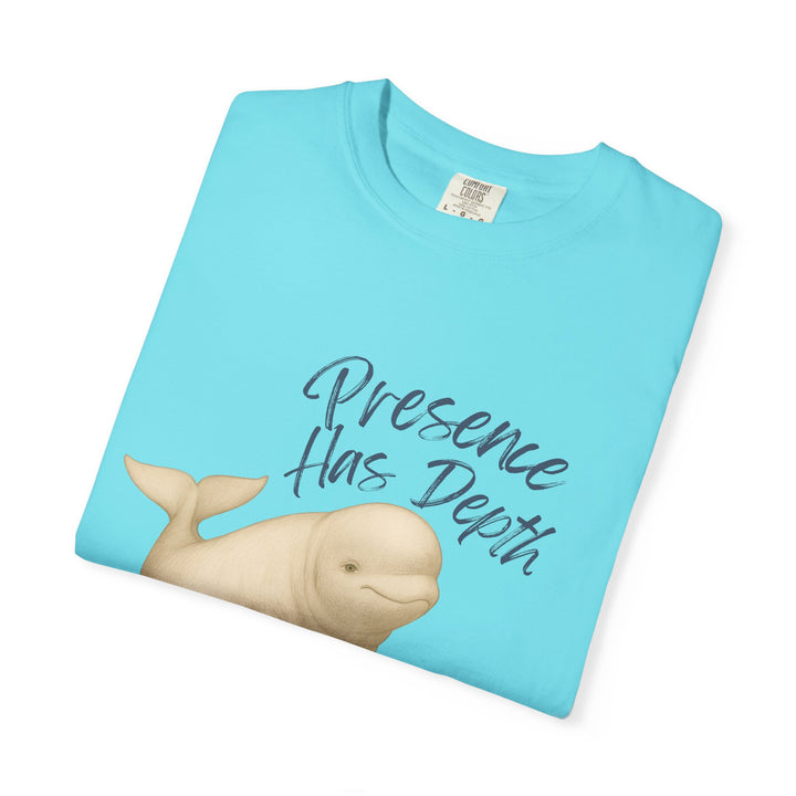 Presence Has Depth – Beluga Whale | Grounded & Gentle | Sketch Series by Pure Perspective | Eco Friendly Graphic Tee