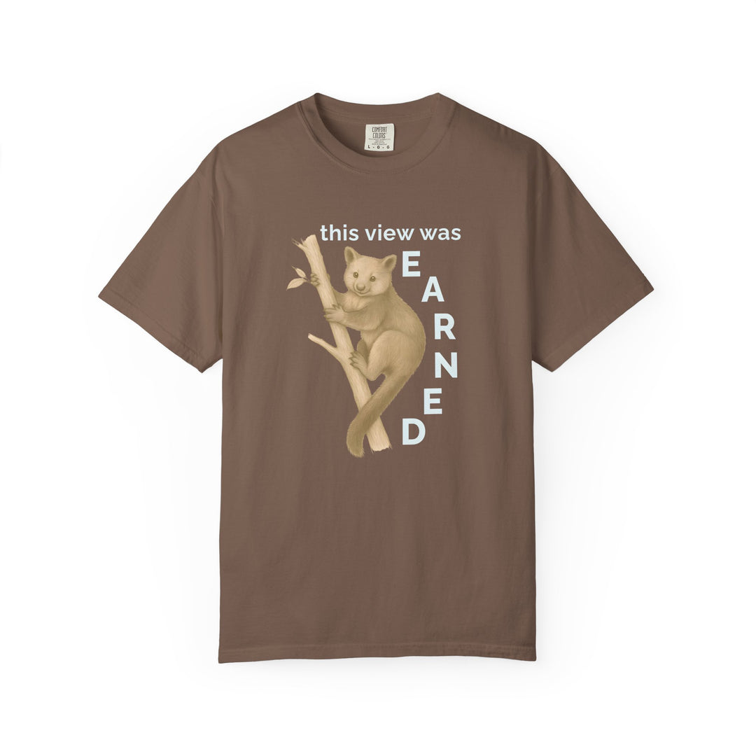 This View Was Earned – Tree Kangaroo | Joyful & Playful | Sketch Series by Pure Perspective | Eco Friendly Graphic Tee