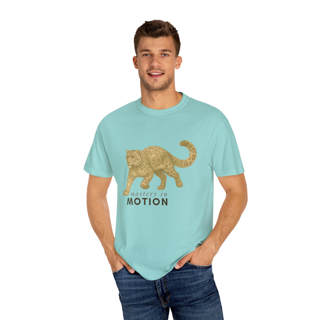 Master In Motion – Snow Leopard | Patience & Peaceful | Sketch Series by Pure Perspective App | Eco Friendly Graphic Tee