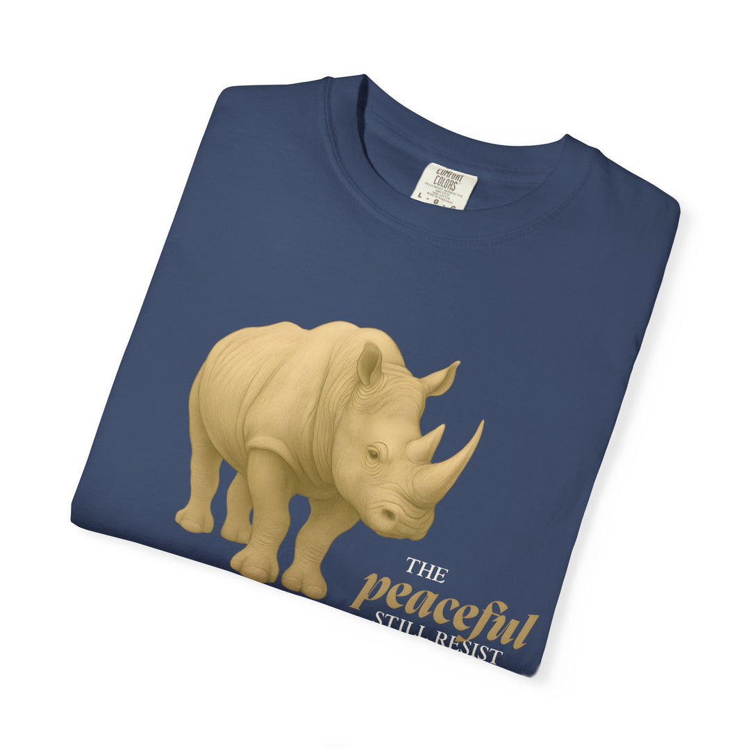 The Peaceful Still Resist – Rhino Edition | Patient & Peaceful | Sketch Series by Pure Perspective | Eco Friendly Graphic Tee
