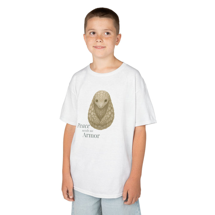 Kids Pangolin Tee | "Peace Needs No Armor" | Sketch Design | Eco-Conscious | Calm & Centered