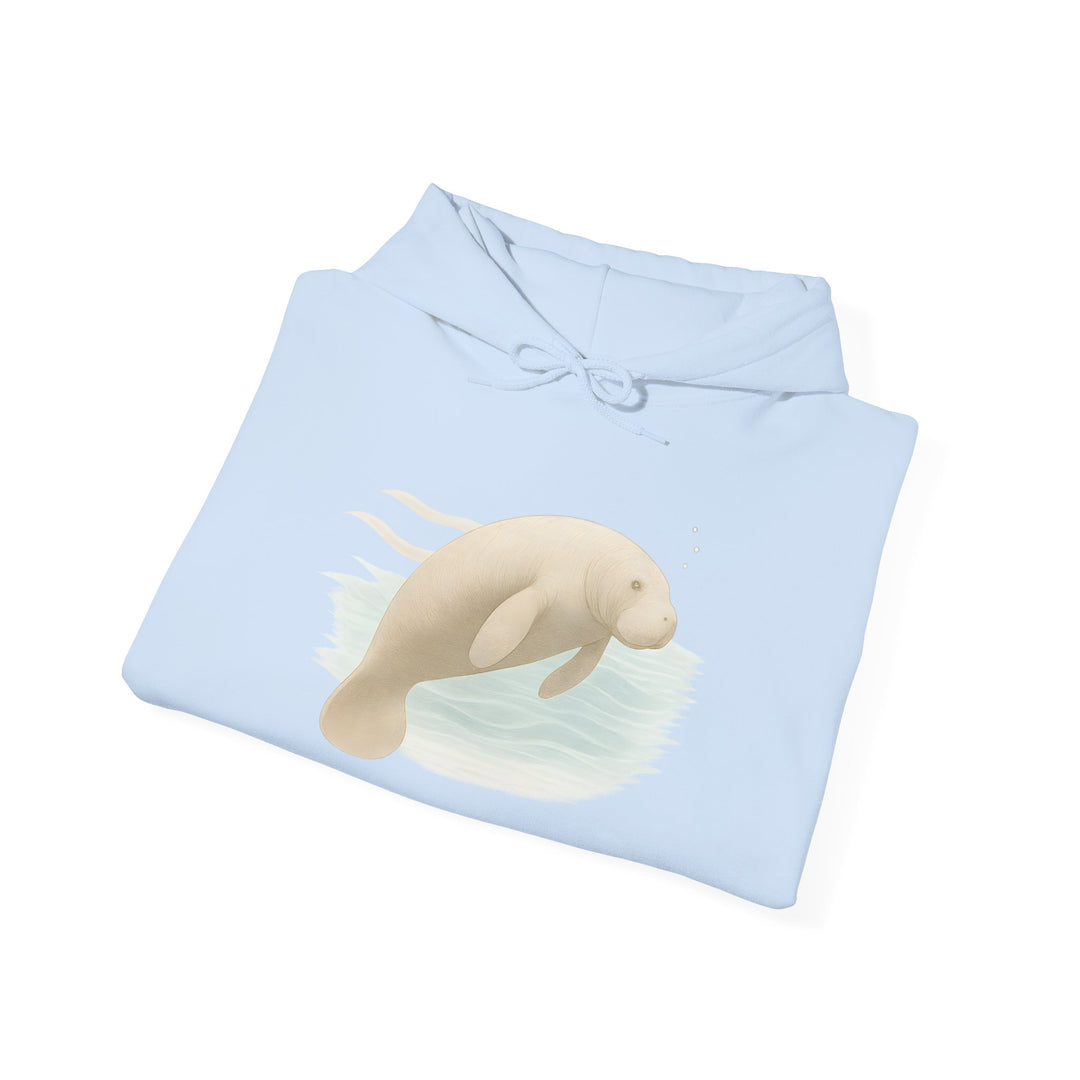 Flow without Force – Manatee | Calm & Centered Series | Unisex Heavy Blend™ Hooded Sweatshirt | Eco-Friendly Apparel