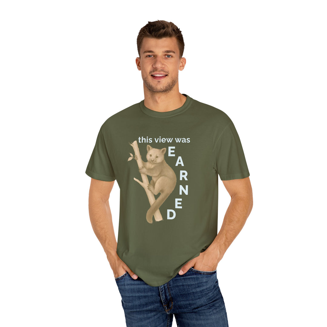 This View Was Earned – Tree Kangaroo | Joyful & Playful | Sketch Series by Pure Perspective | Eco Friendly Graphic Tee