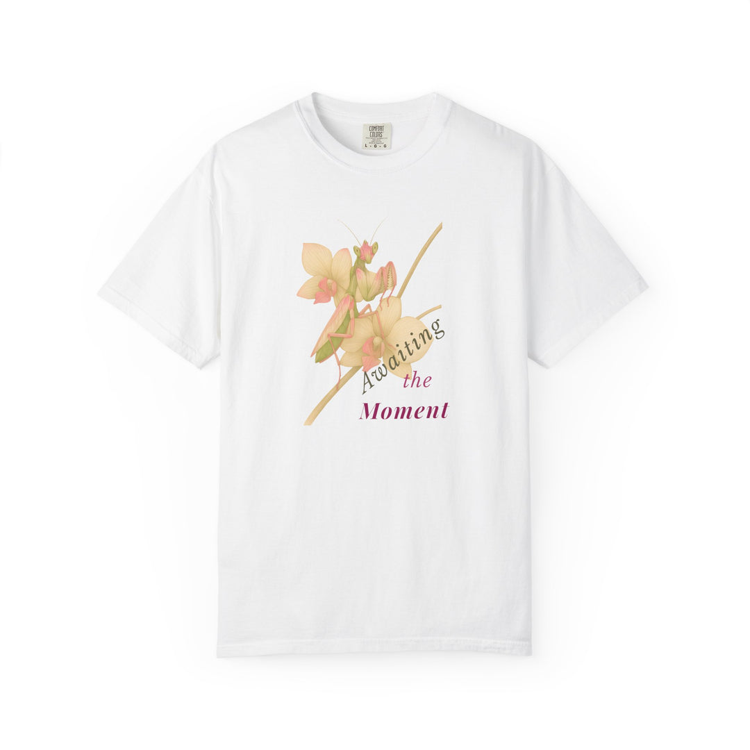 Awaiting the Moment – Orchid Mantis | Reflective & Wise | Sketch Series by Pure Perspective App | Eco Friendly Graphic Tee