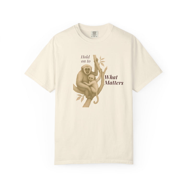Hold on to What Matters – Gibbon | Connected & Compassionate | Sketch Series by Pure Perspective App | Eco Friendly Graphic Tee