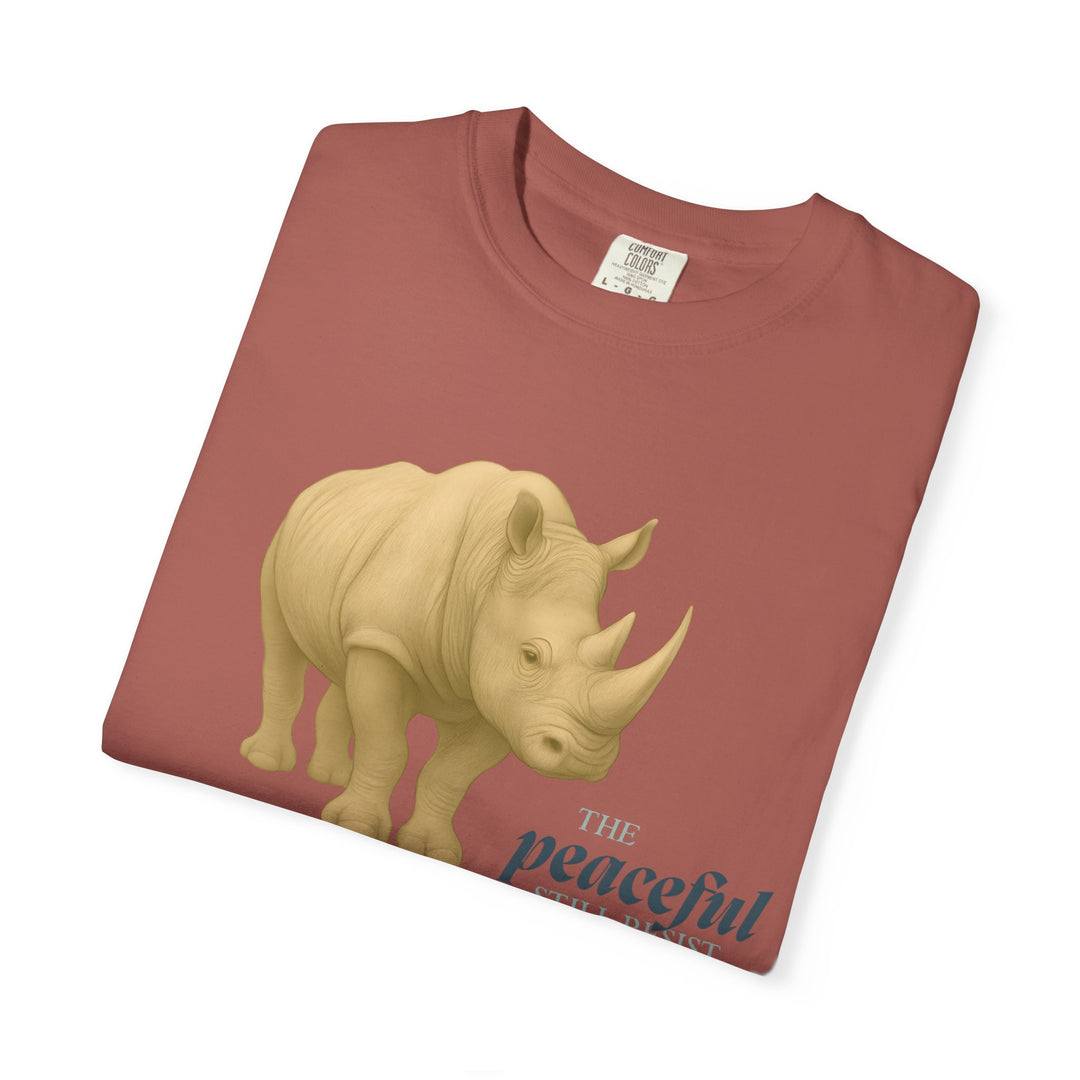 The Peaceful Still Resist – Rhino Edition | Patient & Peaceful | Sketch Series by Pure Perspective | Eco Friendly Graphic Tee