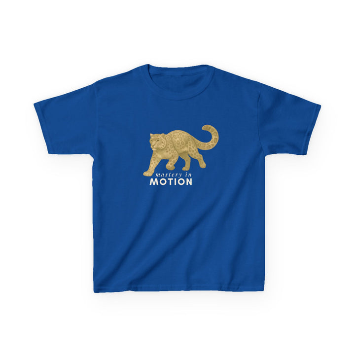 Kids Snow Leopard Tee | Mastery In Motion says "Practice Makes You Great" | Sketch Design | Eco-Conscious | Patient & Peaceful
