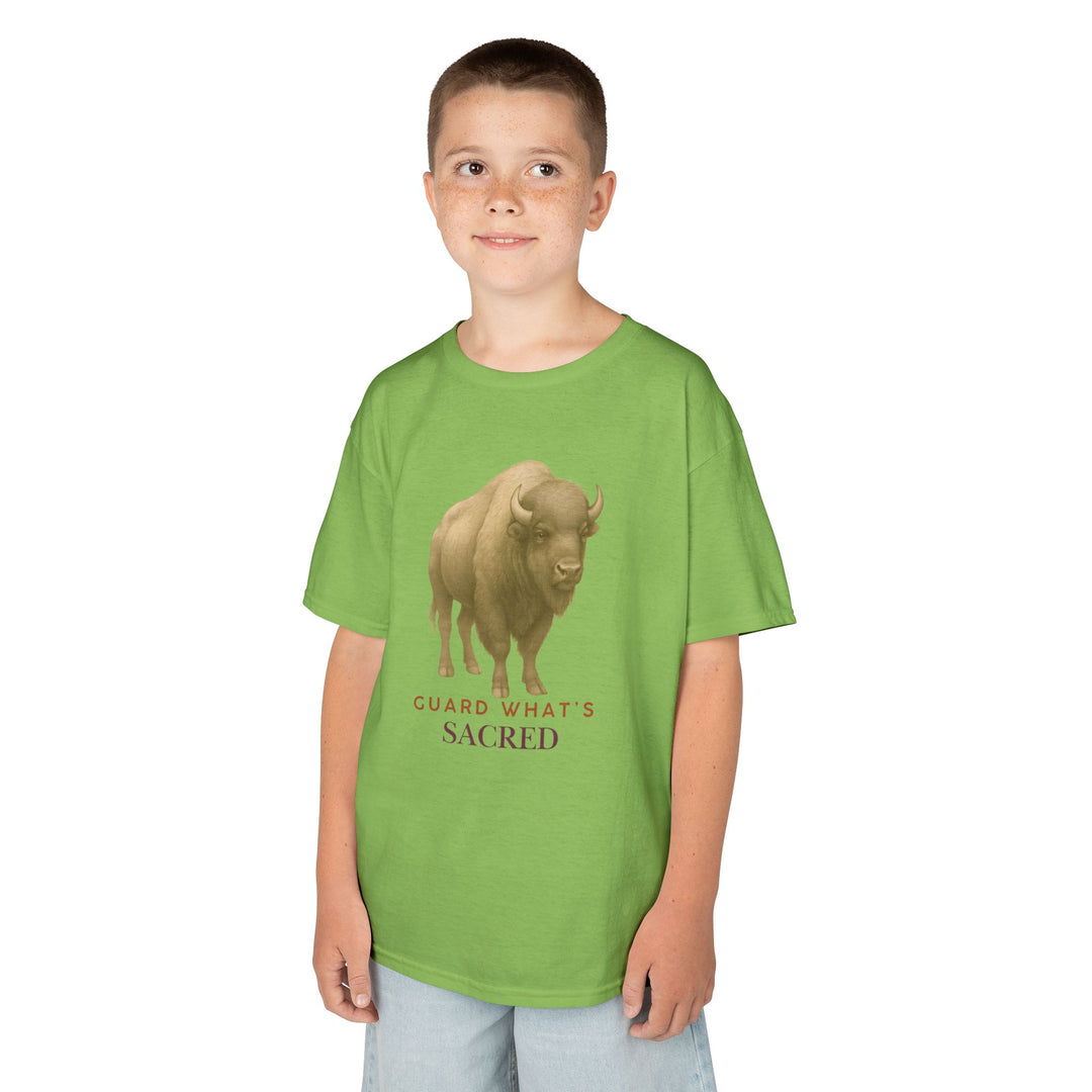 Kids Bison Tee | "Guard What's Sacred" | Sketch Design | Eco-Conscious | Connected & Compassionate
