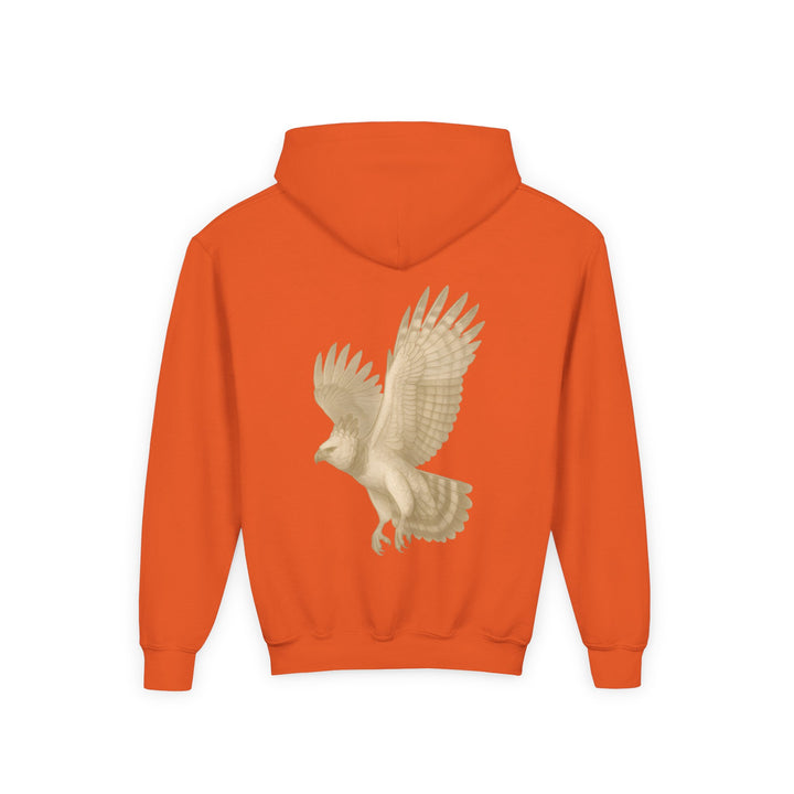 Kids Harpy Eagle "Ascend with Respect" Heavy Blend Hoodie | Front Text & Back Animal Print | Empowered & Bold | Inspirational Message