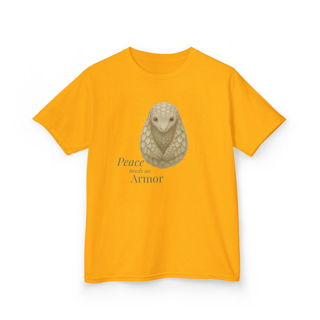 Kids Pangolin Tee | "Peace Needs No Armor" | Sketch Design | Eco-Conscious | Calm & Centered