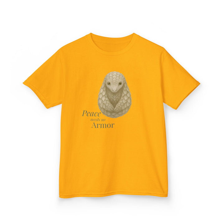 Kids Pangolin Tee | "Peace Needs No Armor" | Sketch Design | Eco-Conscious | Calm & Centered