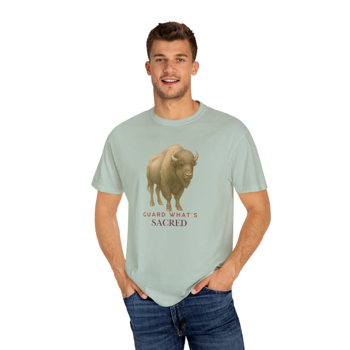Guard What's Sacred – Bison | Connected & Compassionate | Sketch Series by Pure Perspective App | Eco Friendly Graphic Tee