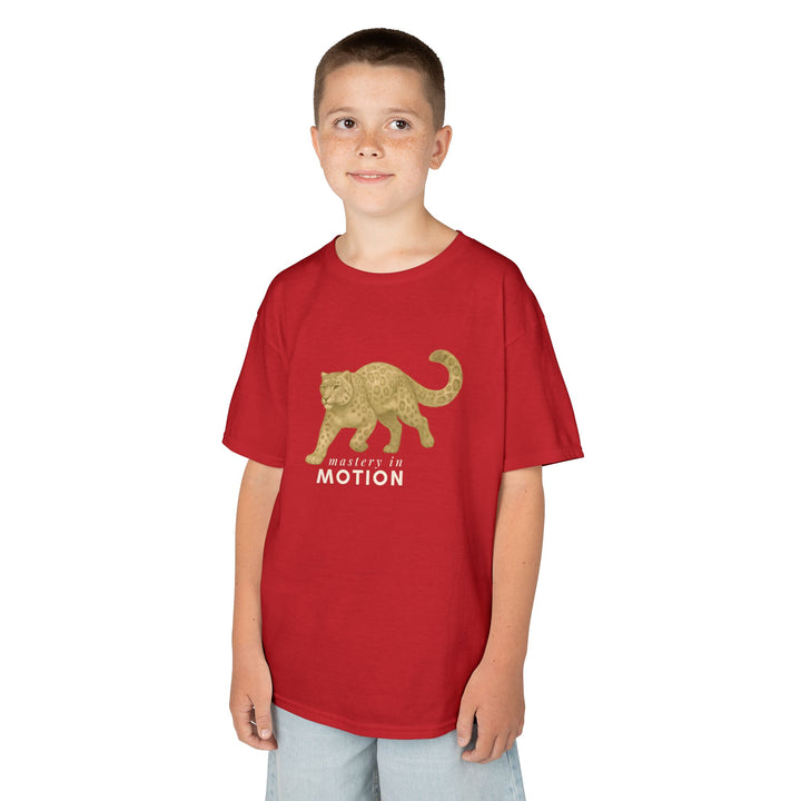 Kids Snow Leopard Tee | Mastery In Motion says "Practice Makes You Great" | Sketch Design | Eco-Conscious | Patient & Peaceful