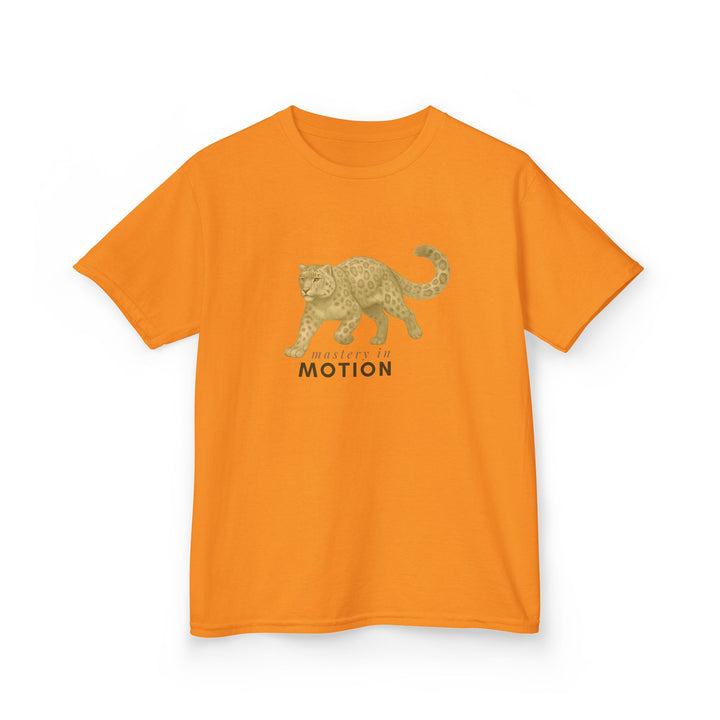 Kids Snow Leopard Tee | Mastery In Motion says "Practice Makes You Great" | Sketch Design | Eco-Conscious | Patient & Peaceful