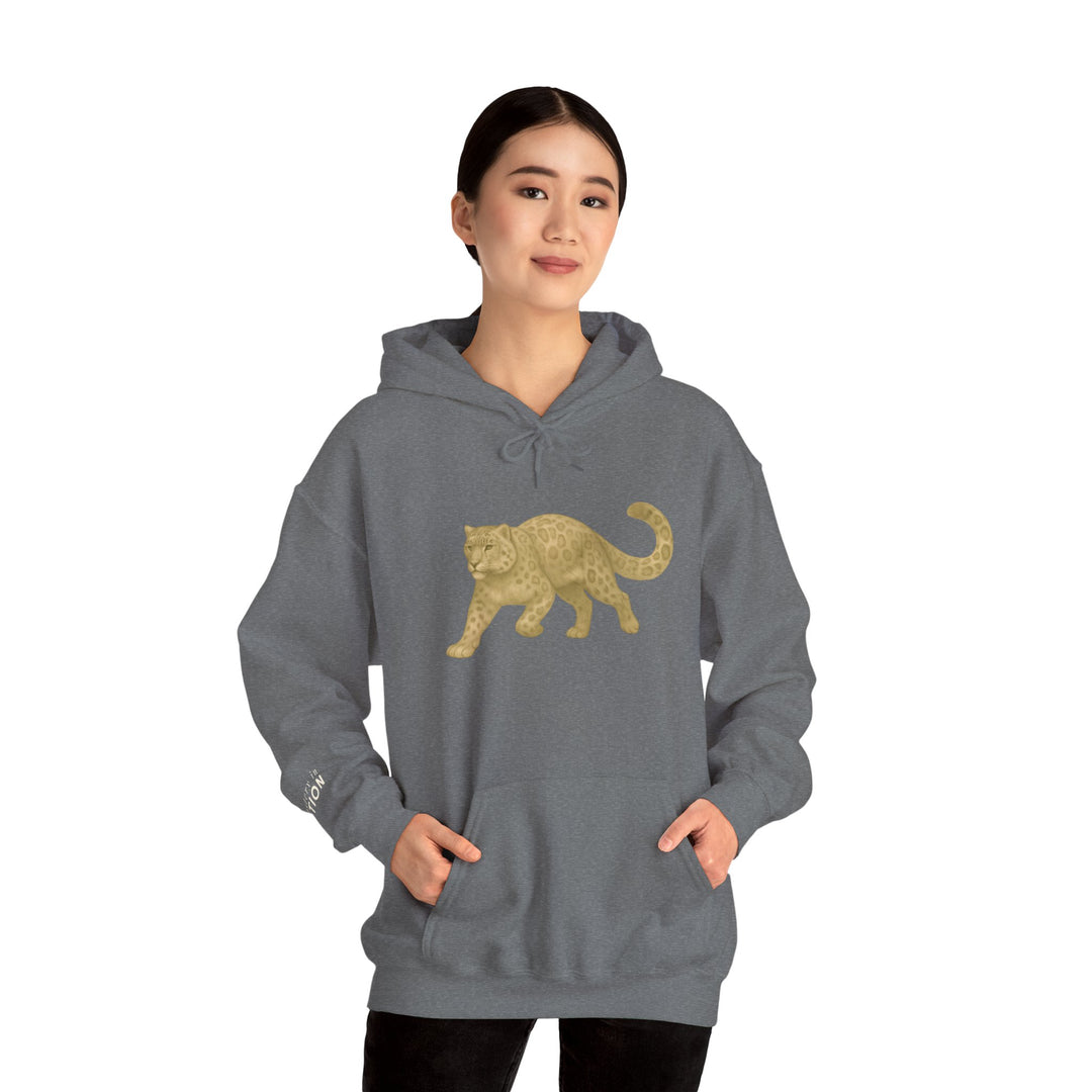 Mastery in Motion – Snow Leopard Edition | Patient & Peaceful Series | Unisex Heavy Blend™ Hooded Sweatshirt | Eco-Friendly Apparel