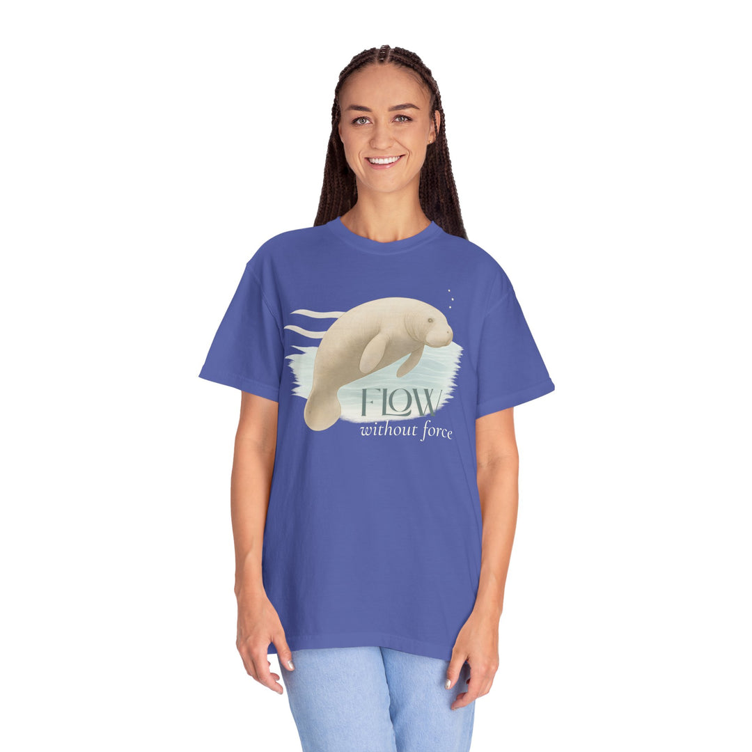 Flow Without Force – Manatee | Calm & Centered | Sketch Series by Pure Perspective | Eco Friendly Graphic Tee