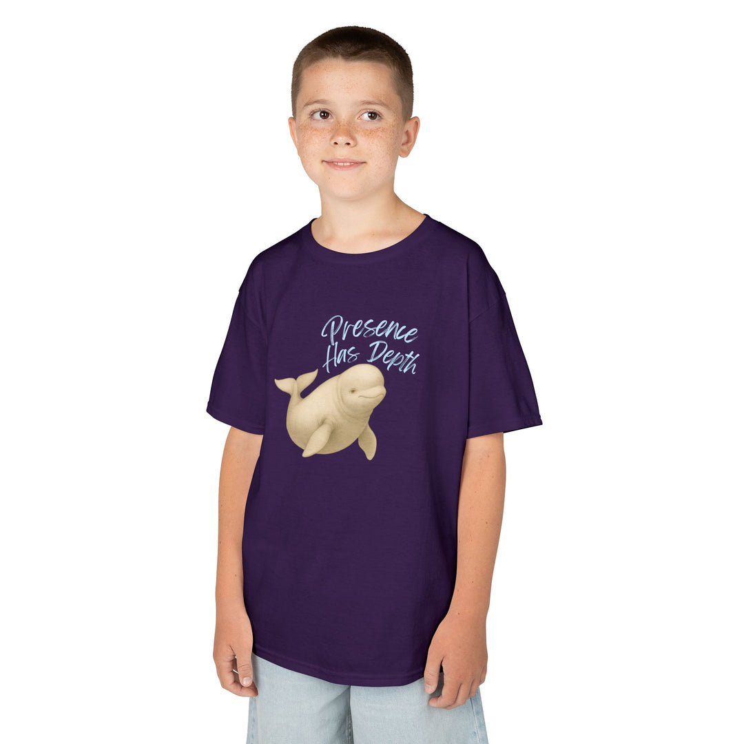 Kids Beluga Whale Tee | "Be Present" | Sketch Design | Eco-Conscious | Grounded & Gentle