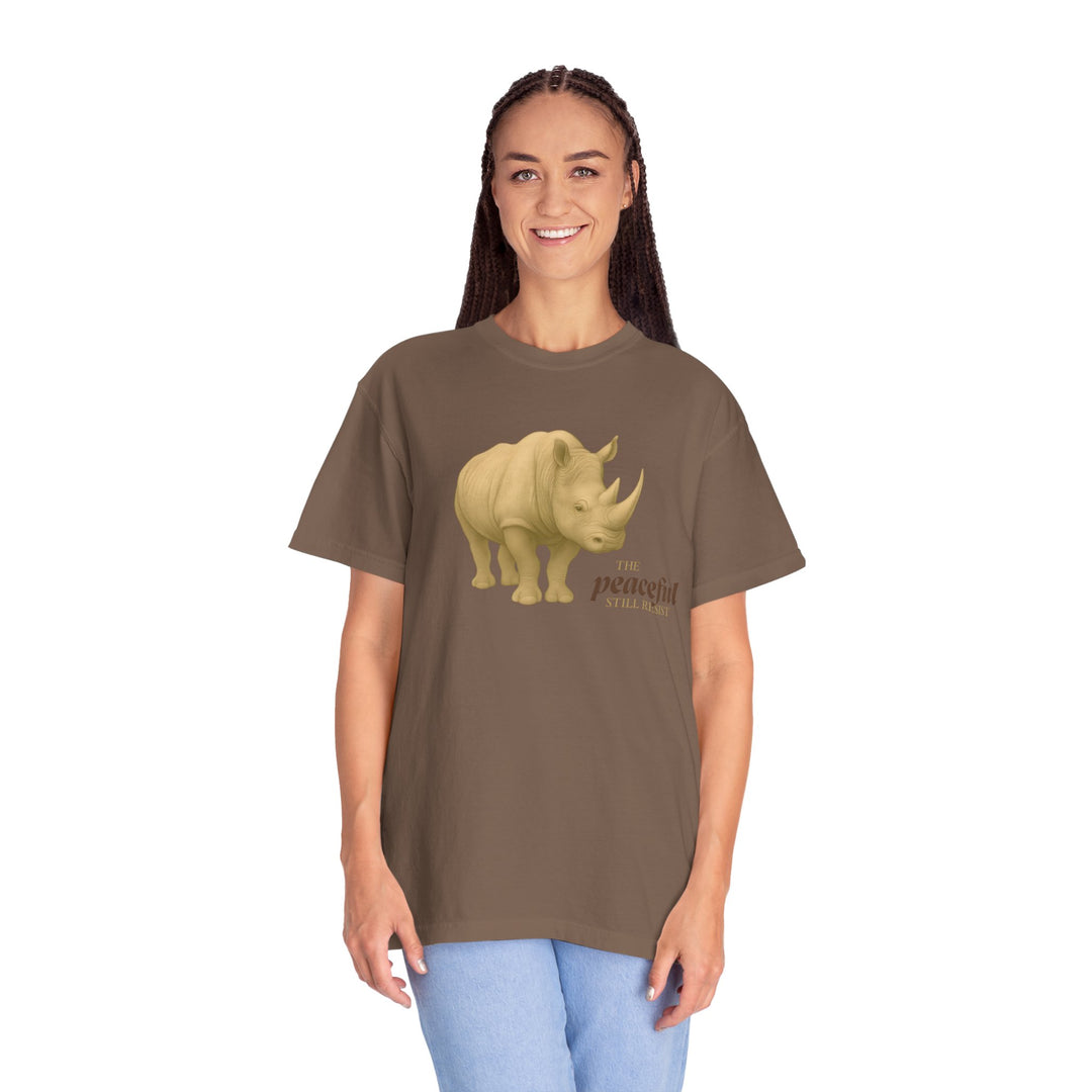 The Peaceful Still Resist – Rhino Edition | Patient & Peaceful | Sketch Series by Pure Perspective | Eco Friendly Graphic Tee