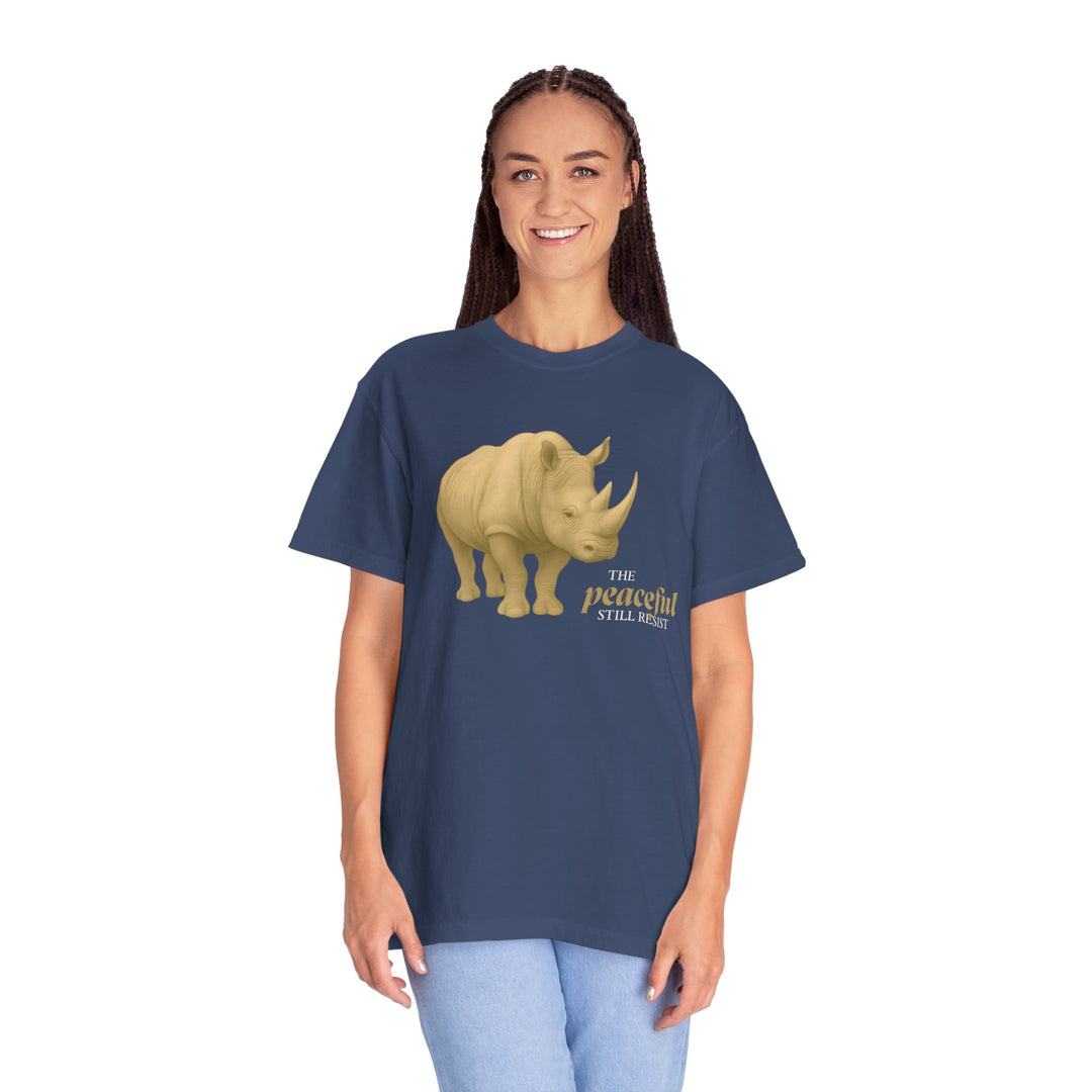 The Peaceful Still Resist – Rhino Edition | Patient & Peaceful | Sketch Series by Pure Perspective | Eco Friendly Graphic Tee
