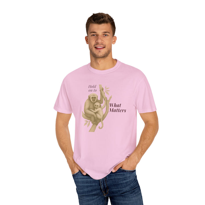 Hold on to What Matters – Gibbon | Connected & Compassionate | Sketch Series by Pure Perspective App | Eco Friendly Graphic Tee