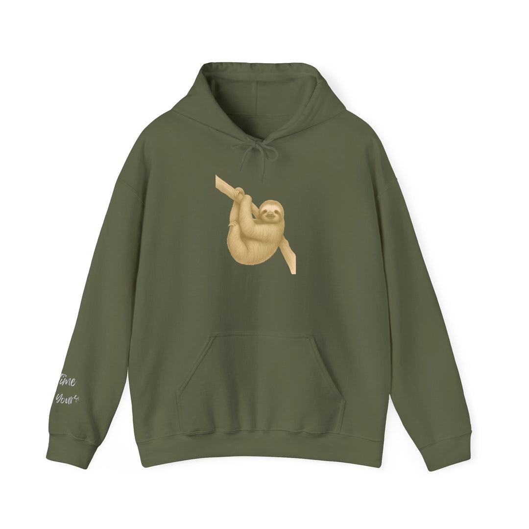 Time is Yours – Sloth Edition | Connected & Compassionate Series | Unisex Heavy Blend™ Hooded Sweatshirt | Eco-Friendly Apparel