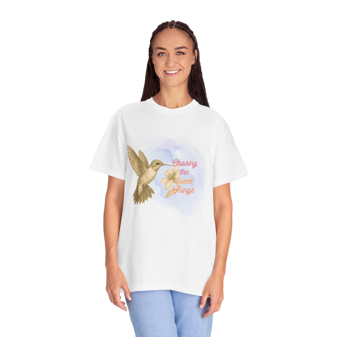 Chasing the Sweet Things – Hummingbird | Hopeful & Healing | Sketch Series by Pure Perspective | Eco Friendly Graphic Tee