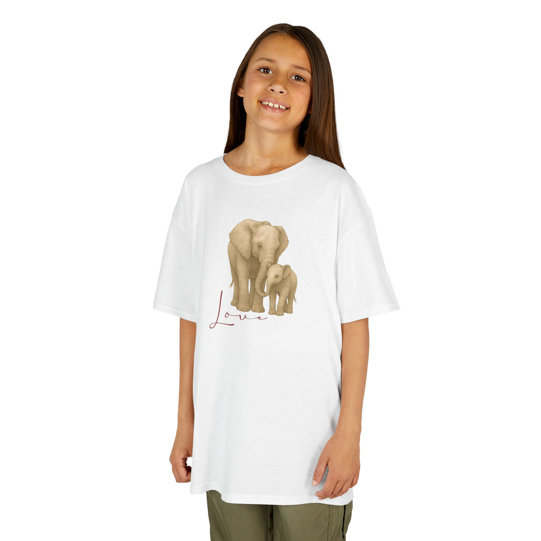 Kids Elephant with Calf Tee | "Love" | Sketch Design | Eco-Conscious | Connected & Compassionate