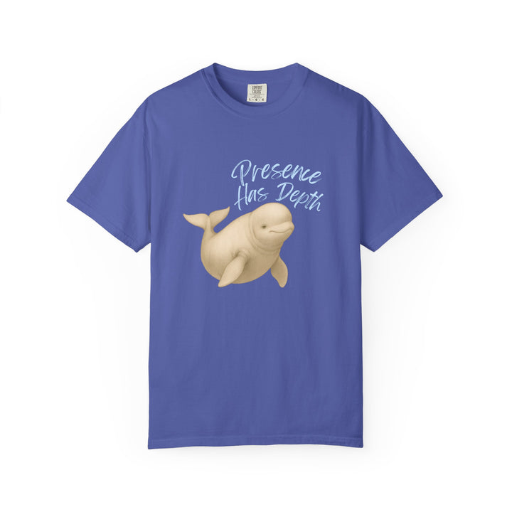 Presence Has Depth – Beluga Whale | Grounded & Gentle | Sketch Series by Pure Perspective | Eco Friendly Graphic Tee