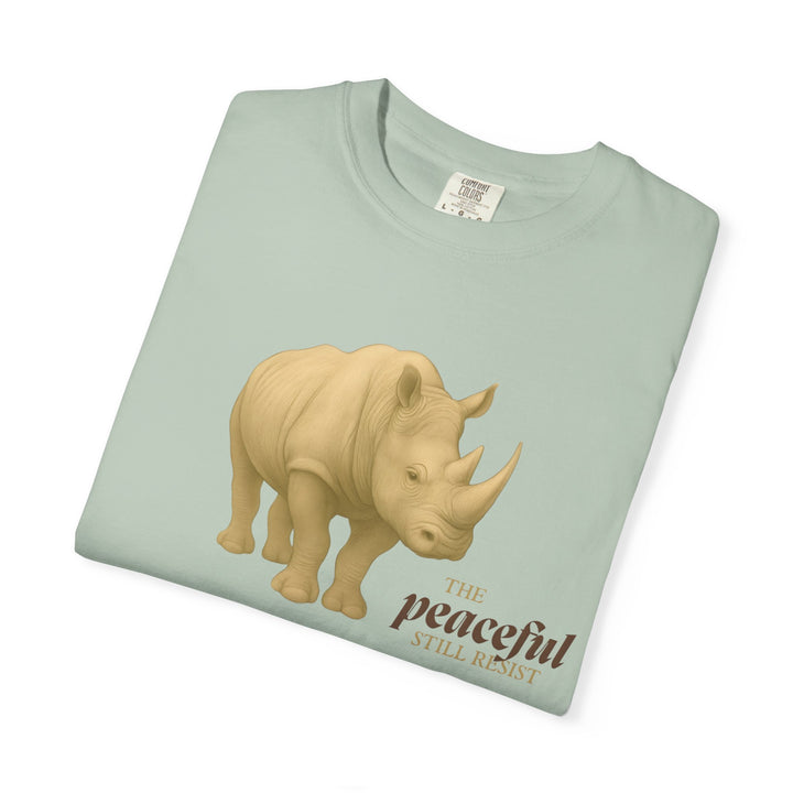 The Peaceful Still Resist – Rhino Edition | Patient & Peaceful | Sketch Series by Pure Perspective | Eco Friendly Graphic Tee
