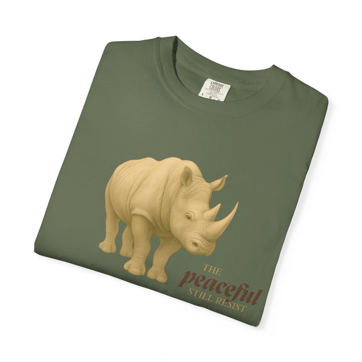 The Peaceful Still Resist – Rhino Edition | Patient & Peaceful | Sketch Series by Pure Perspective | Eco Friendly Graphic Tee