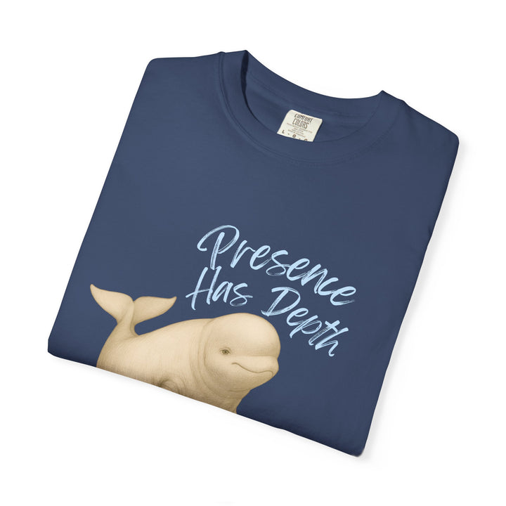 Presence Has Depth – Beluga Whale | Grounded & Gentle | Sketch Series by Pure Perspective | Eco Friendly Graphic Tee