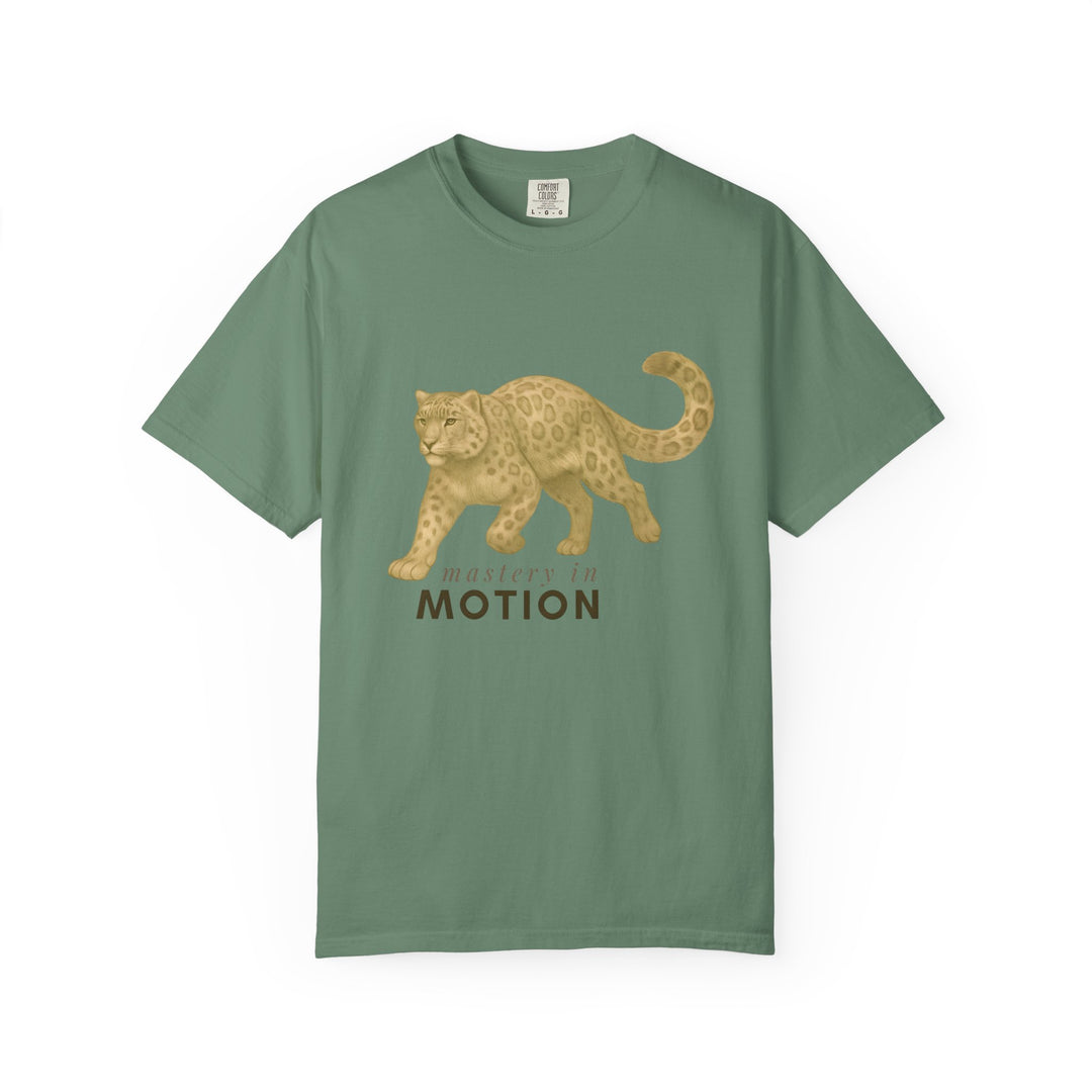 Master In Motion – Snow Leopard | Patience & Peaceful | Sketch Series by Pure Perspective App | Eco Friendly Graphic Tee