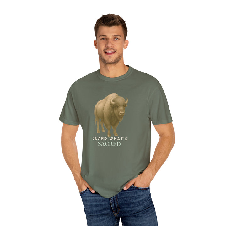 Guard What's Sacred – Bison | Connected & Compassionate | Sketch Series by Pure Perspective App | Eco Friendly Graphic Tee