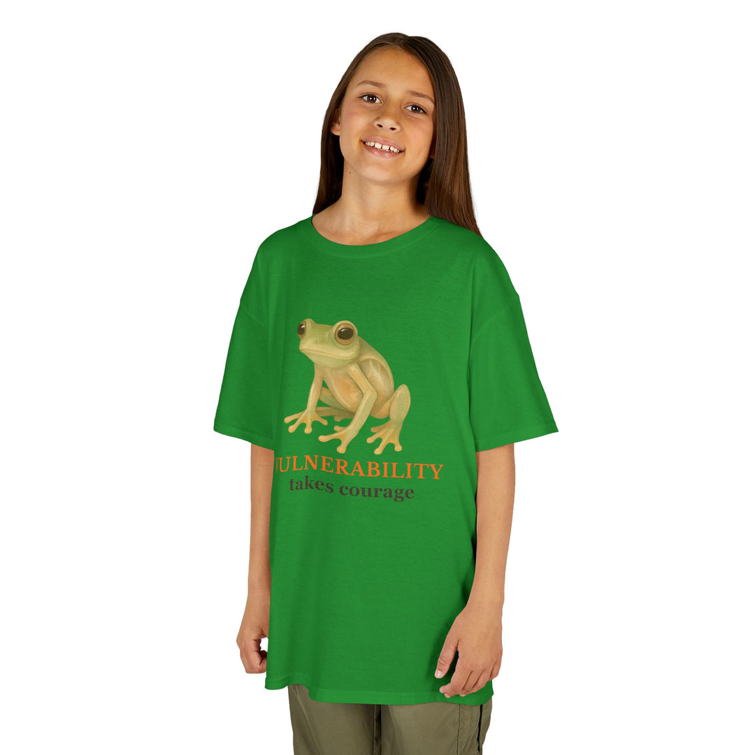 Kids Glass Frog Tee | "Vulnerability Takes Courage" | Sketch Design | Eco-Conscious | Hopeful & Healing
