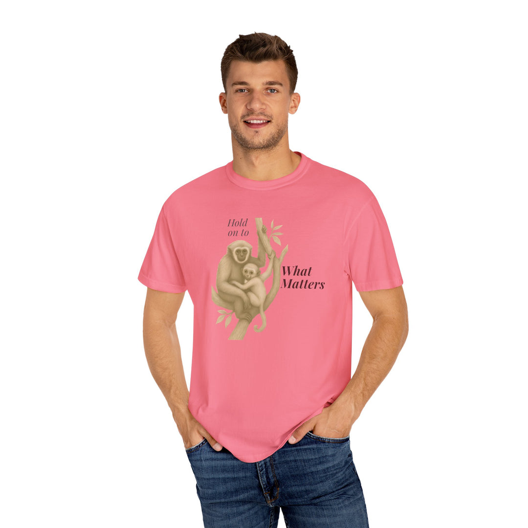 Hold on to What Matters – Gibbon | Connected & Compassionate | Sketch Series by Pure Perspective App | Eco Friendly Graphic Tee
