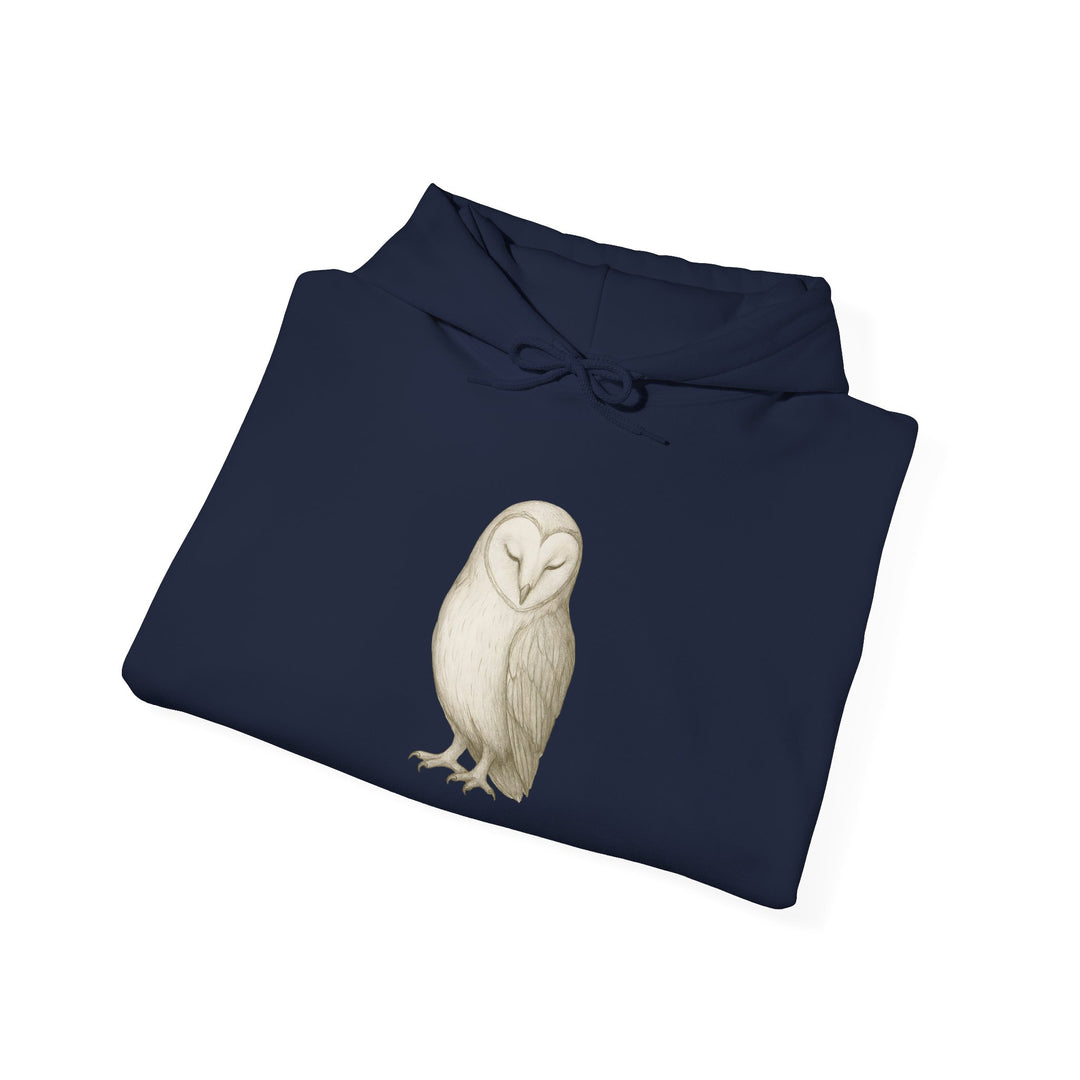 Let Quiet Lead – Barn Owl Edition | Calm & Centered Series | Unisex Heavy Blend™ Hooded Sweatshirt | Eco-Friendly Apparel