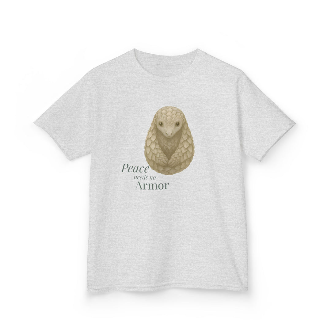 Kids Pangolin Tee | "Peace Needs No Armor" | Sketch Design | Eco-Conscious | Calm & Centered