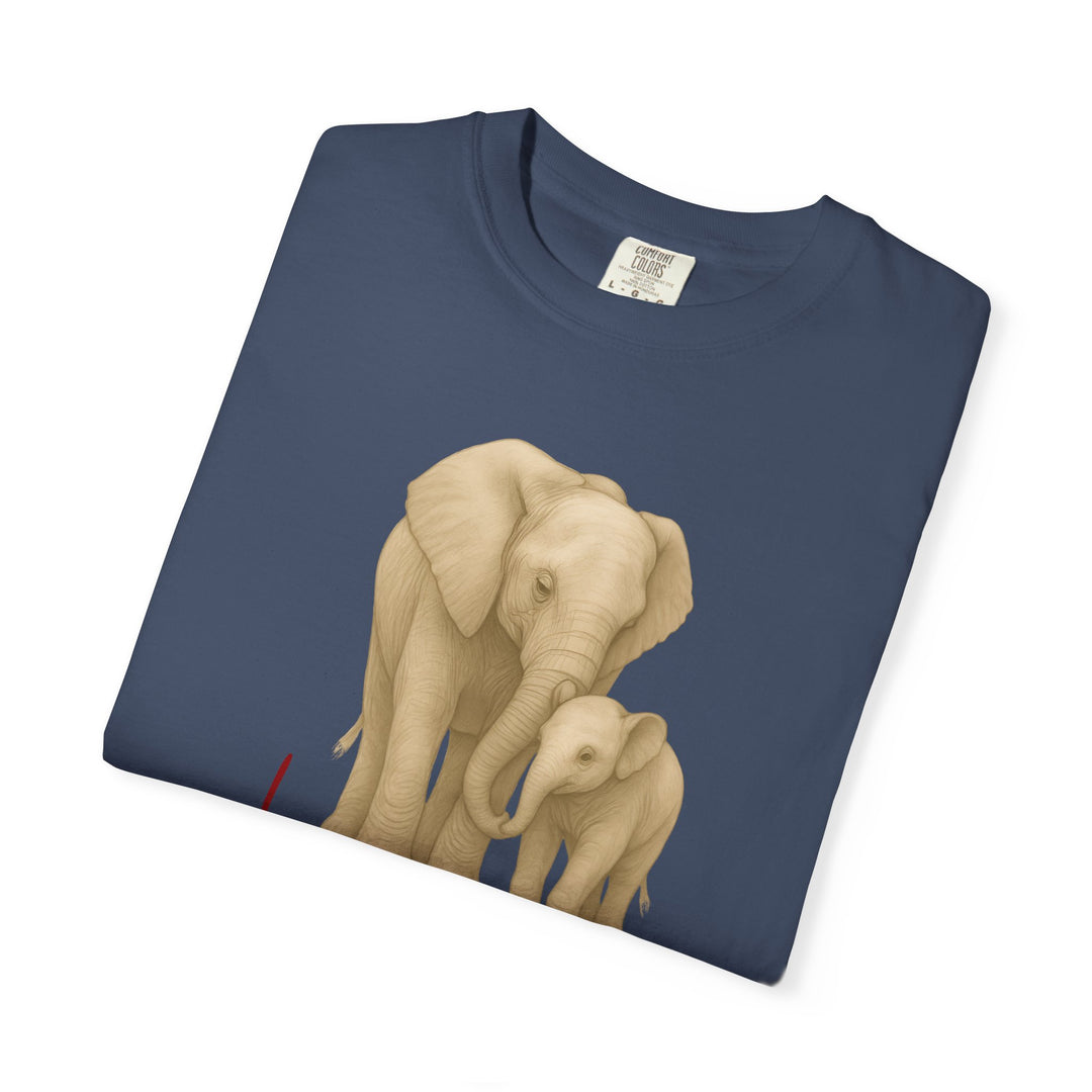 The Legacy of Love – Elephant Mom and Baby | Connected & Compassionate | Sketch Series by Pure Perspective App | Eco Friendly Graphic Tee
