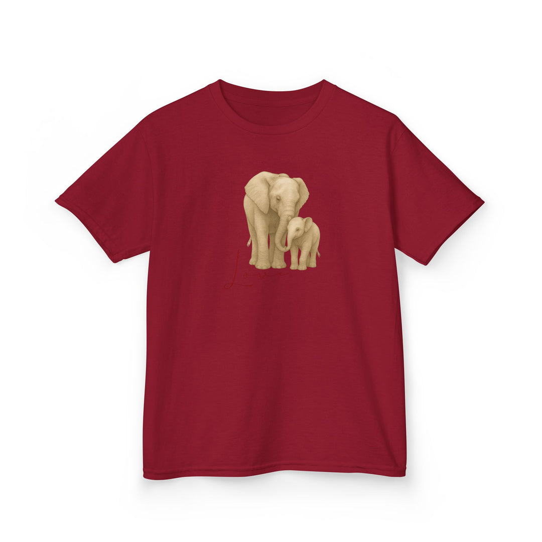 Kids Elephant with Calf Tee | "Love" | Sketch Design | Eco-Conscious | Connected & Compassionate