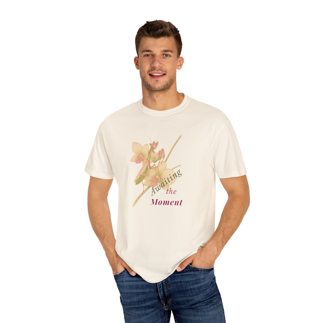 Awaiting the Moment – Orchid Mantis | Reflective & Wise | Sketch Series by Pure Perspective App | Eco Friendly Graphic Tee