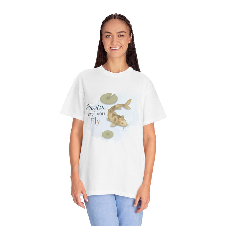 Swim Until You Fly – Koi Fish | Hopeful & Healing | Sketch Series by Pure Perspective App | Eco Friendly Graphic Tee